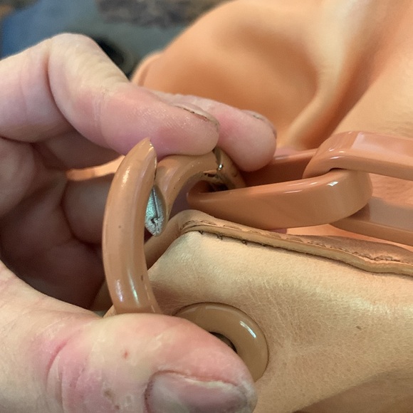 J.CREW NUDE PEACH LEATHER SATCHEL BAG WITH CROSSBODY CHAIN - Picture 8 of 11